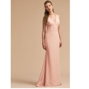 BHLDN Jones V-Neck Crepe Dress blush pink gown